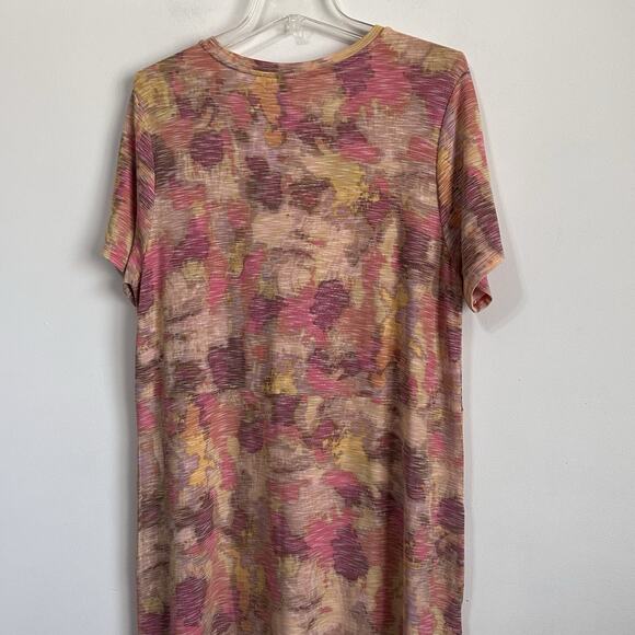 LOGO Lori Goldstein Stretch Knit Dress L Pockets Short Sleeve Berry Casual - Picture 8 of 9
